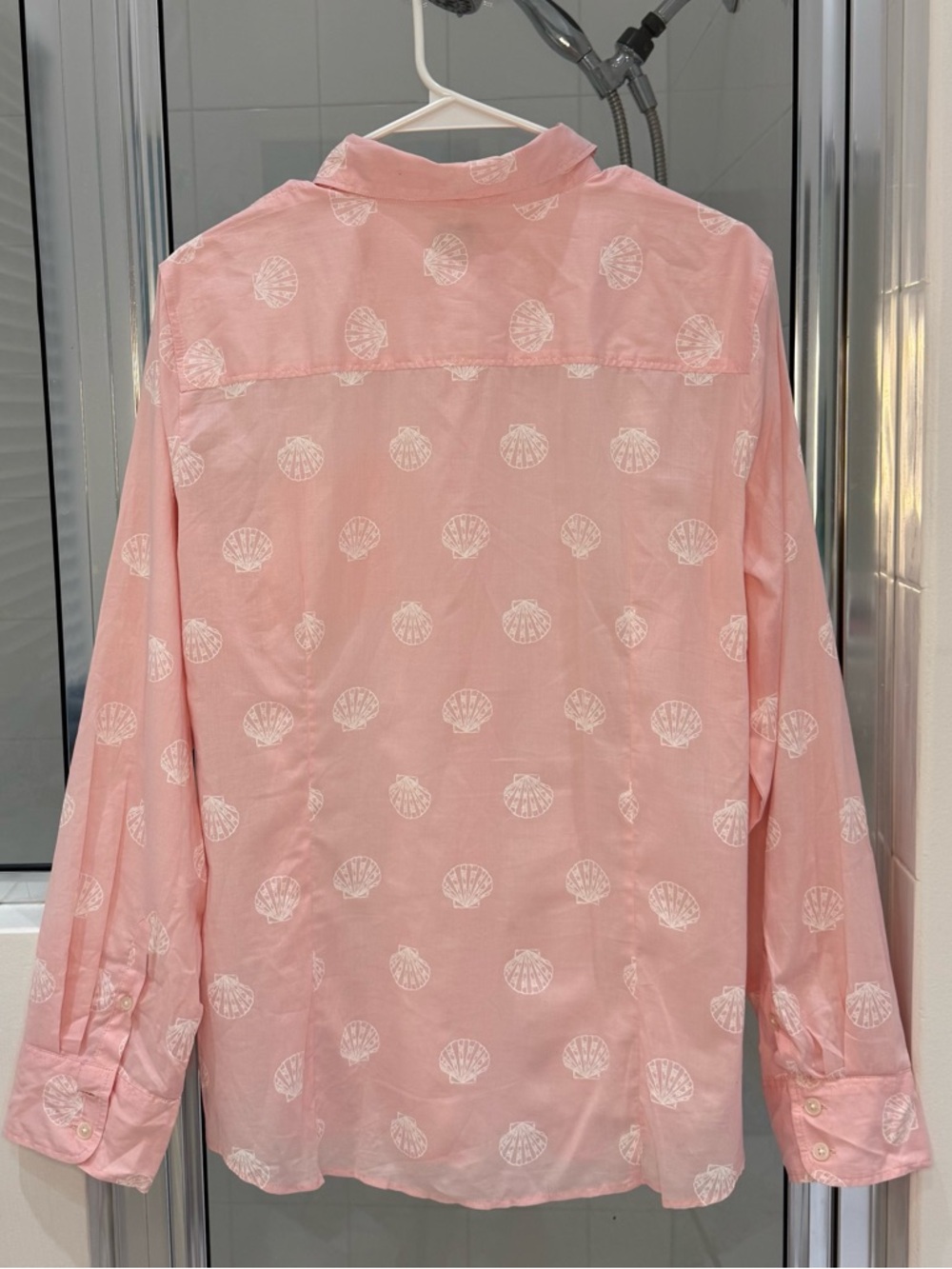 J. Crew Sea Shell Print 100% cotton button down shirt coastal Beach Extra Large - Picture 4 of 10